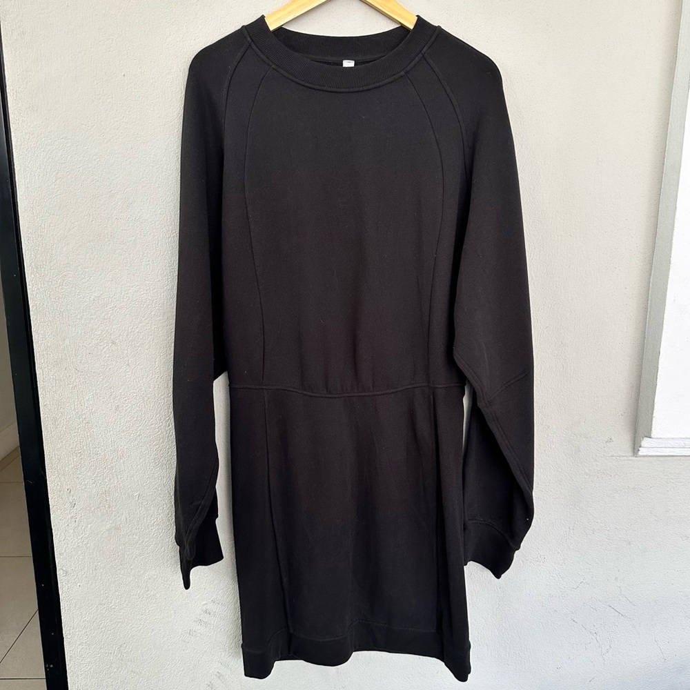 Lululemon Scuba Women’s Long Sleeve Sweatshirt Dress Black Size 12 - Picture 3 of 7